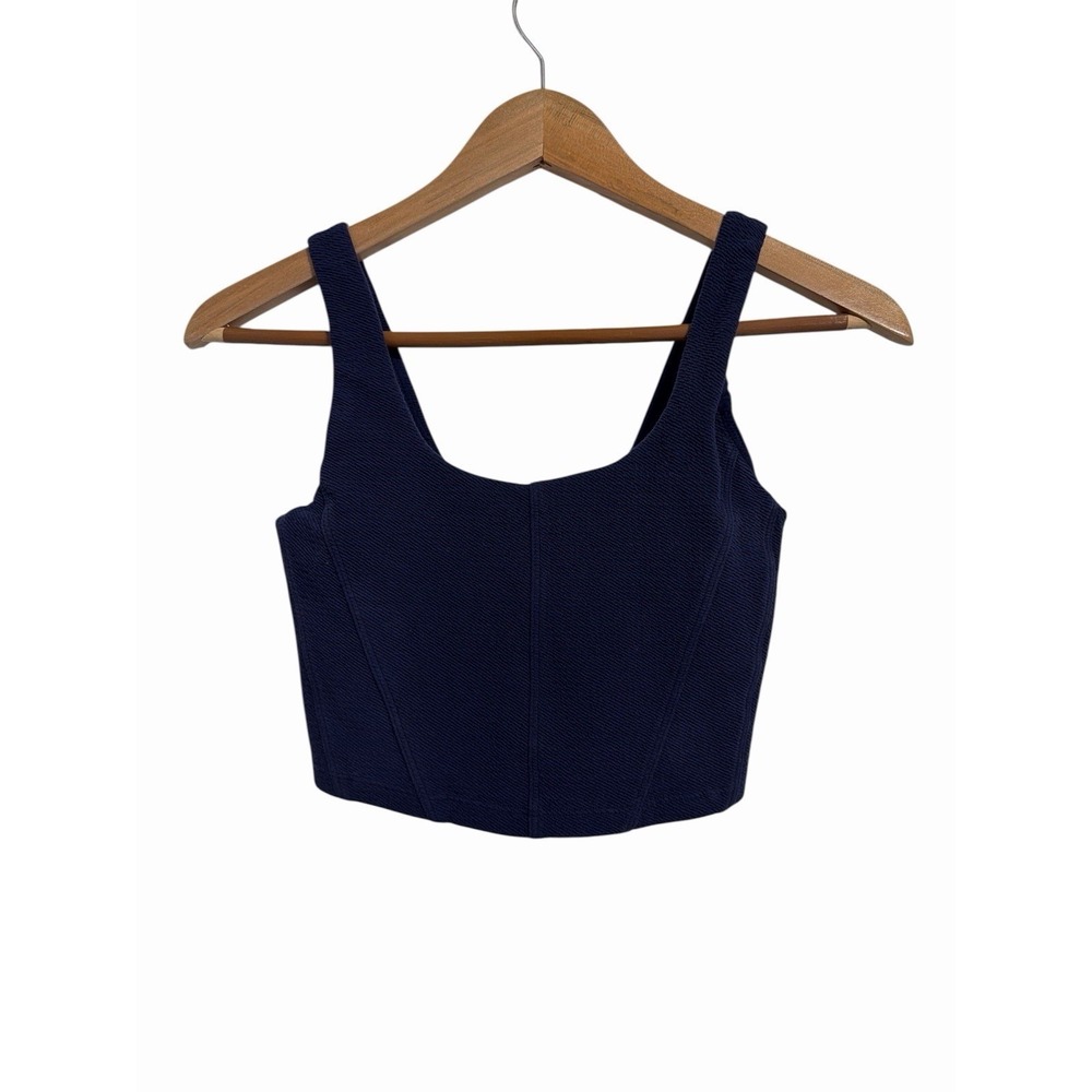 OFFLINE by Aerie Navy Blue Textured Cropped‎ Corset Top XS TP